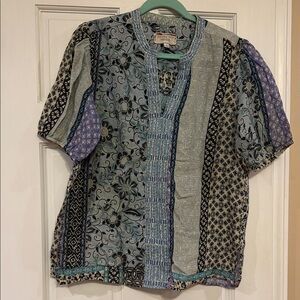 Johnny Was Multicolor Patchwork Top